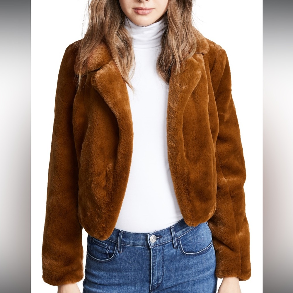 Blank NYC Brown Faux Fur Jacket - Small